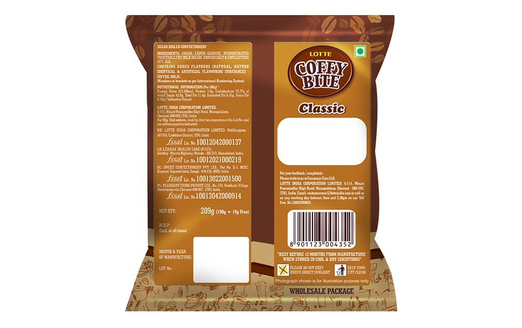 Lotte Coffy Bite, Classic    Pack  209 grams